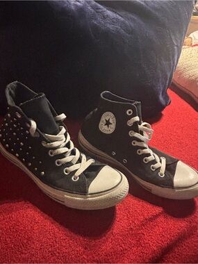 Converse Chuck Taylor Black High Top Sneakers W/ Silver Studs Women’s 9/ Men’s 7